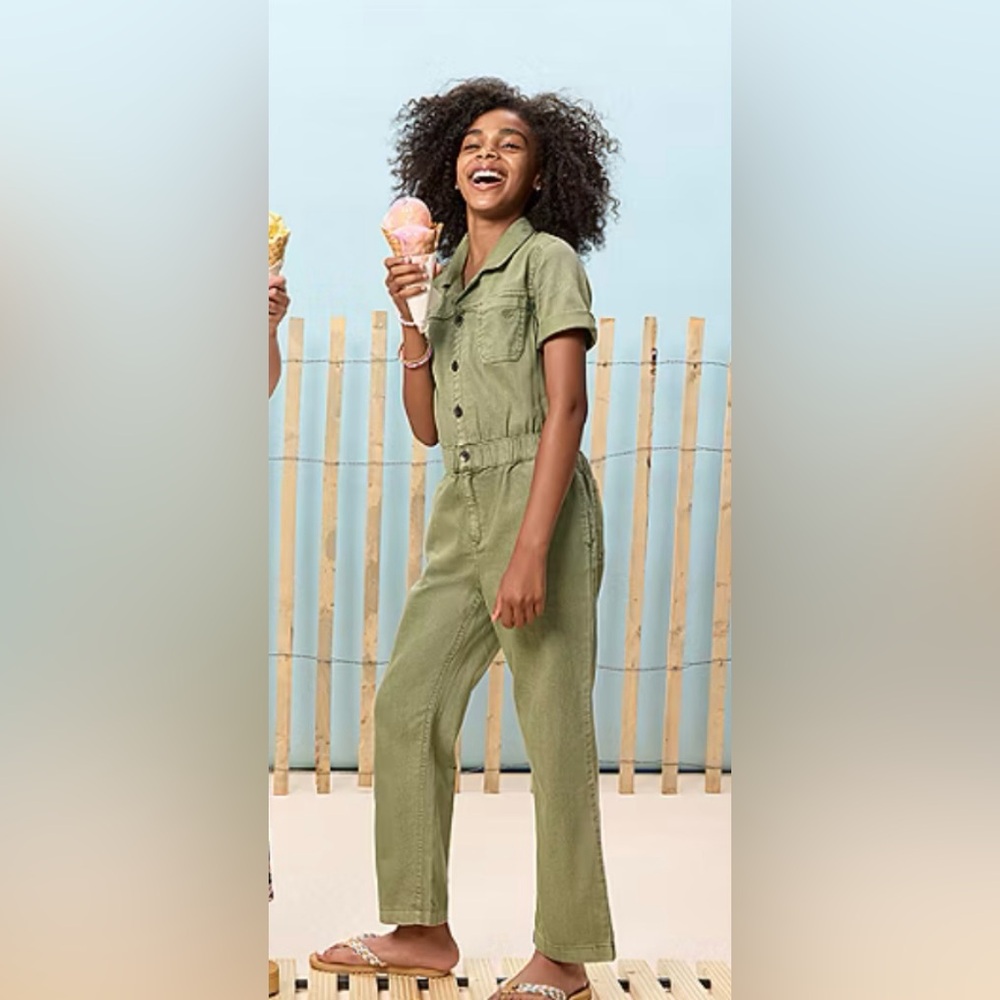 Roxy Girl NWT Size XL Oil Green Embroidered Jumpsuit